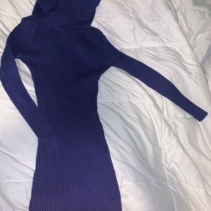Turtleneck Navy Blue Dress